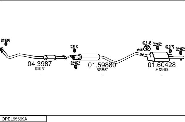 MTS OPEL55559A015879 - Система випуску ОГ avtolavka.club