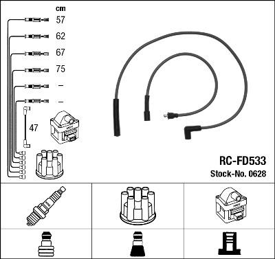 NGK 0628 - Комплект проводів запалювання avtolavka.club