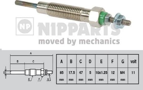 Nipparts J5715004 - Свічка розжарювання avtolavka.club