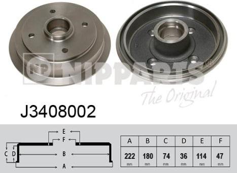 Nipparts J3408002 - Гальмівний барабан avtolavka.club