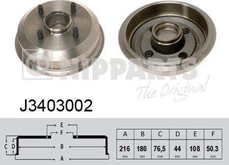 Nipparts J3403002 - Гальмівний барабан avtolavka.club