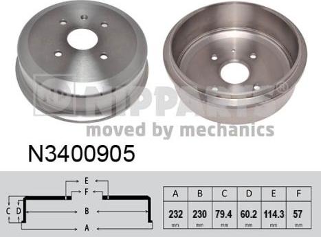 Nipparts N3400905 - Гальмівний барабан avtolavka.club