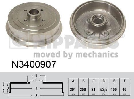 Nipparts N3400907 - Гальмівний барабан avtolavka.club