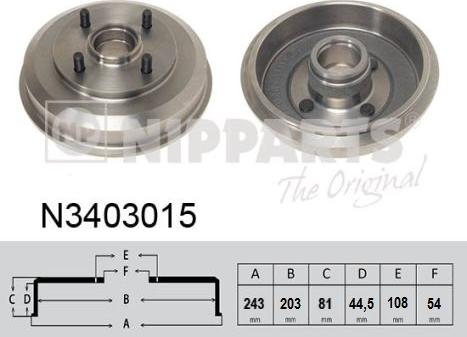 Nipparts N3403015 - Гальмівний барабан avtolavka.club