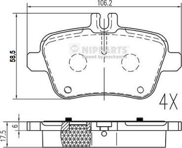 Nipparts N3611063 - Гальмівні колодки, дискові гальма avtolavka.club