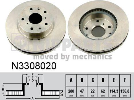 Nipparts N3308020 - Гальмівний диск avtolavka.club