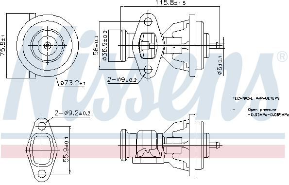 Nissens 98439 - Клапан повернення ОГ avtolavka.club