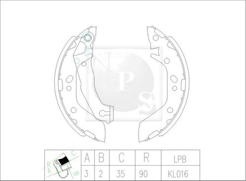 NPS H350I11 - Комплект гальм, барабанний механізм avtolavka.club