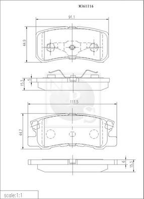 NPS M361I16 - Гальмівні колодки, дискові гальма avtolavka.club