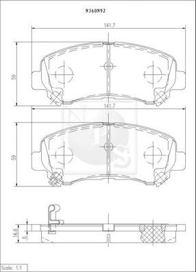 NPS N360N92 - Гальмівні колодки, дискові гальма avtolavka.club