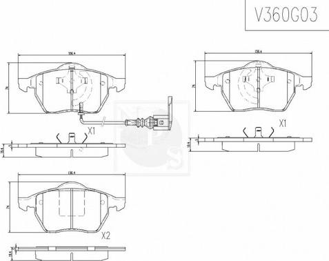 NPS V360G03 - Гальмівні колодки, дискові гальма avtolavka.club