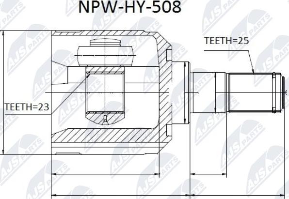 NTY NPW-HY-508 - Шарнірний комплект, ШРУС, приводний вал avtolavka.club