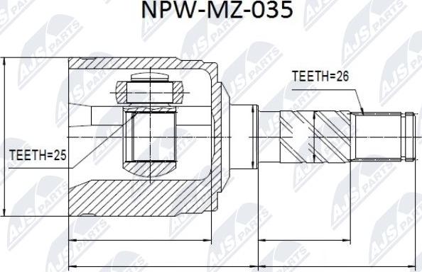 NTY NPW-MZ-035 - Шарнірний комплект, ШРУС, приводний вал avtolavka.club