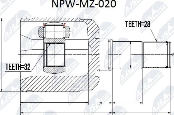 NTY NPW-MZ-020 - Шарнірний комплект, ШРУС, приводний вал avtolavka.club