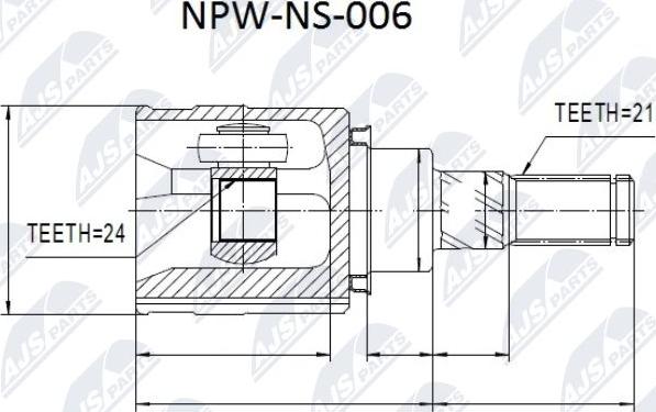 NTY NPW-NS-006 - Шарнірний комплект, ШРУС, приводний вал avtolavka.club