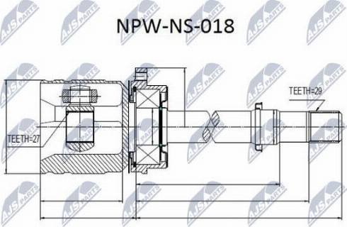 NTY NPW-NS-018 - Шарнірний комплект, ШРУС, приводний вал avtolavka.club