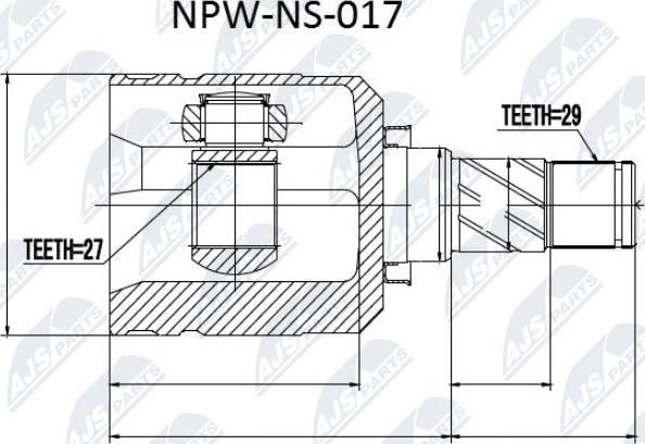 NTY NPW-NS-017 - Шарнірний комплект, ШРУС, приводний вал avtolavka.club