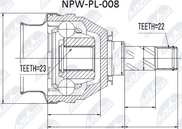 NTY NPW-PL-008 - Шарнірний комплект, ШРУС, приводний вал avtolavka.club