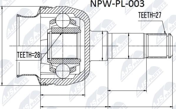 NTY NPW-PL-003 - Шарнірний комплект, ШРУС, приводний вал avtolavka.club