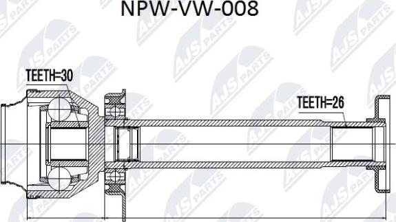 NTY NPW-VW-008 - Шарнірний комплект, ШРУС, приводний вал avtolavka.club