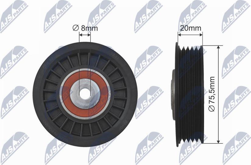 NTY RNK-AU-010 - Паразитний / провідний ролик, поліклиновий ремінь avtolavka.club