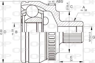 Open Parts CVJ5444.10 - Шарнірний комплект, ШРУС, приводний вал avtolavka.club