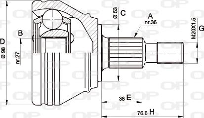 Open Parts CVJ5442.10 - Шарнірний комплект, ШРУС, приводний вал avtolavka.club