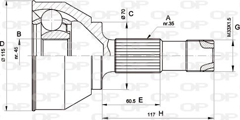 Open Parts CVJ5458.10 - Шарнірний комплект, ШРУС, приводний вал avtolavka.club