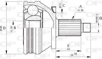 Open Parts CVJ5434.10 - Шарнірний комплект, ШРУС, приводний вал avtolavka.club