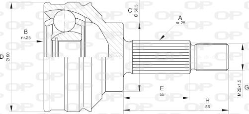 Open Parts CVJ5599.10 - Шарнірний комплект, ШРУС, приводний вал avtolavka.club