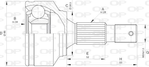 Open Parts CVJ5594.10 - Шарнірний комплект, ШРУС, приводний вал avtolavka.club