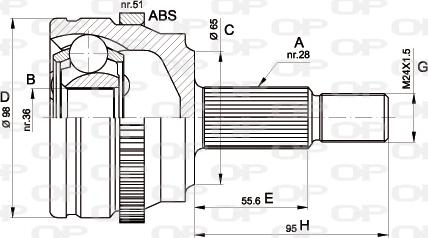 Open Parts CVJ5501.10 - Шарнірний комплект, ШРУС, приводний вал avtolavka.club