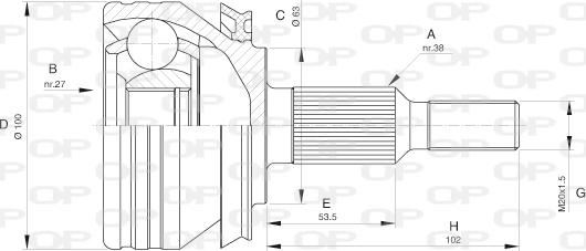Open Parts CVJ5581.10 - Шарнірний комплект, ШРУС, приводний вал avtolavka.club