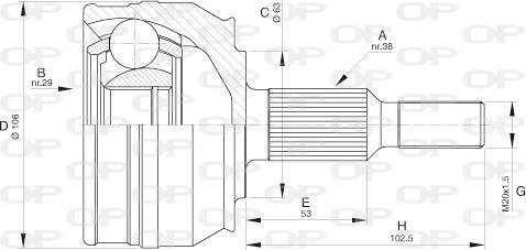Open Parts CVJ5579.10 - Шарнірний комплект, ШРУС, приводний вал avtolavka.club
