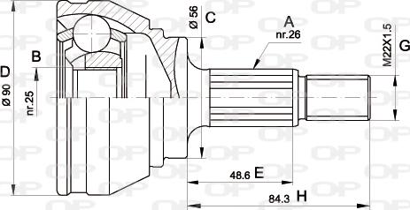 Open Parts CVJ5576.10 - Шарнірний комплект, ШРУС, приводний вал avtolavka.club