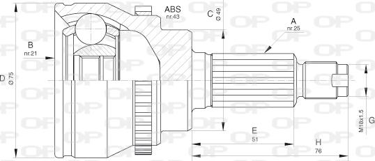 Open Parts CVJ5648.10 - Шарнірний комплект, ШРУС, приводний вал avtolavka.club