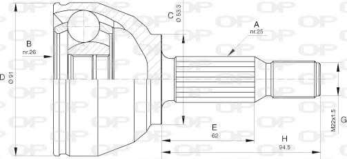 Open Parts CVJ5654.10 - Шарнірний комплект, ШРУС, приводний вал avtolavka.club