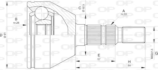 Open Parts CVJ5603.10 - Шарнірний комплект, ШРУС, приводний вал avtolavka.club