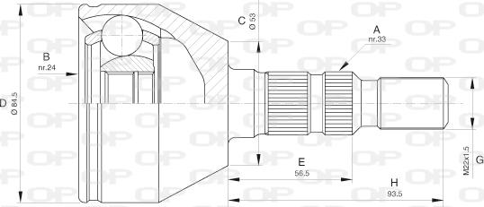 Open Parts CVJ5602.10 - Шарнірний комплект, ШРУС, приводний вал avtolavka.club