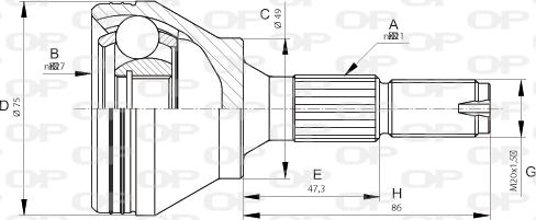 Open Parts CVJ5677.10 - Шарнірний комплект, ШРУС, приводний вал avtolavka.club