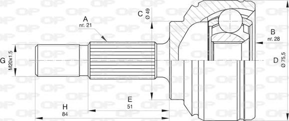 Open Parts CVJ5803.10 - Шарнірний комплект, ШРУС, приводний вал avtolavka.club