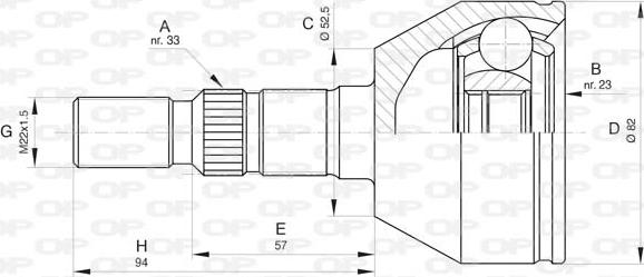 Open Parts CVJ5826.10 - Шарнірний комплект, ШРУС, приводний вал avtolavka.club