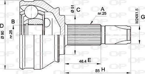 Open Parts CVJ5252.10 - Шарнірний комплект, ШРУС, приводний вал avtolavka.club