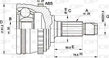 Open Parts CVJ5264.10 - Шарнірний комплект, ШРУС, приводний вал avtolavka.club