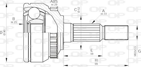 Open Parts CVJ5263.10 - Шарнірний комплект, ШРУС, приводний вал avtolavka.club