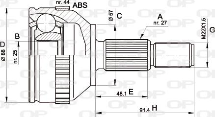 Open Parts CVJ5200.10 - Шарнірний комплект, ШРУС, приводний вал avtolavka.club