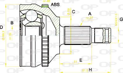 Open Parts CVJ5222.10 - Шарнірний комплект, ШРУС, приводний вал avtolavka.club