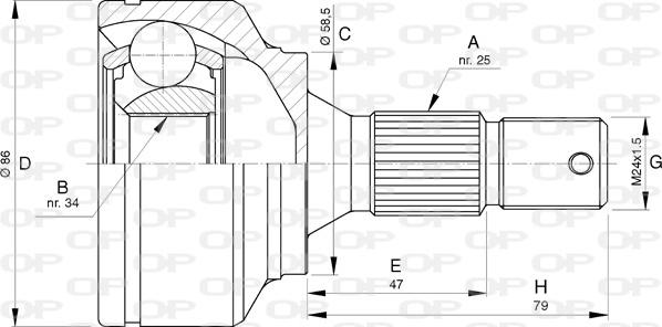 Open Parts CVJ5741.10 - Шарнірний комплект, ШРУС, приводний вал avtolavka.club