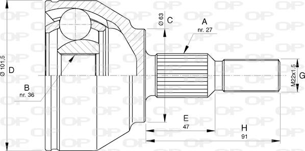 Open Parts CVJ5756.10 - Шарнірний комплект, ШРУС, приводний вал avtolavka.club