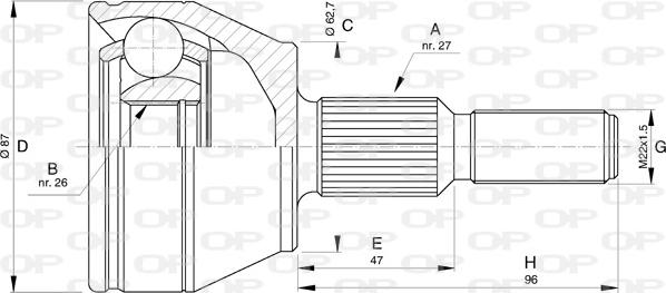 Open Parts CVJ5751.10 - Шарнірний комплект, ШРУС, приводний вал avtolavka.club